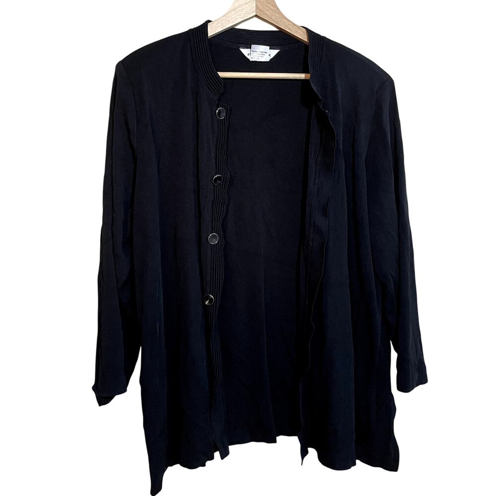 Misook double button front cardigan sweater padded shoulders luxury women's 2XL